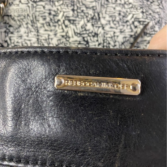 Rebecca Minkoff Convertible Chain Crossbody Black Leather Gold Zippers - Picture 6 of 12